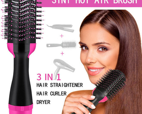 Hot Air Brush Multi-Function Hair Dryer Straightener Curler