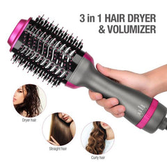 Hot Air Brush Multi-Function Hair Dryer Straightener Curler