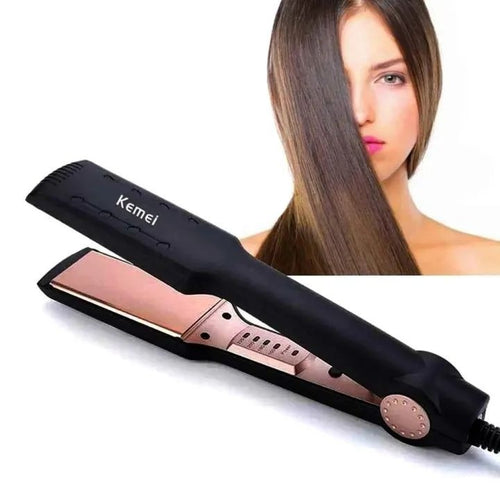 Kemei Km 470 Professional Hair Straightener km 470 Black Titanium Golden Plate with digital temperature control Straightner