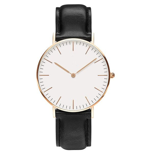 DW Leather Strap Men Wrist Watch Analog Brown Leather