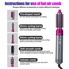 5 In 1 Hair Dryer Brush Electric Blow Dryer Hair Comb Curling Brush Kit Straightener