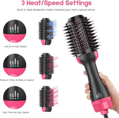 Hot Air Brush Multi-Function Hair Dryer Straightener Curler