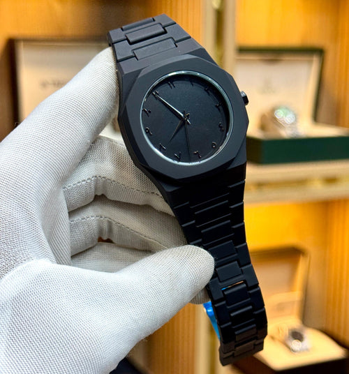 Full Black Aura Quartz Watch  For Men | Full Black Color Watch With Box Pack