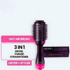 Hot Air Brush Multi-Function Hair Dryer Straightener Curler