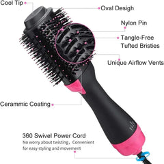 Hot Air Brush Multi-Function Hair Dryer Straightener Curler